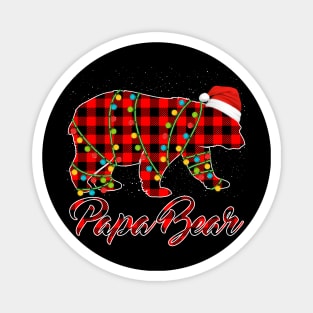 Papa Bear Pajama Red Buffalo Xmas Funny Family Christmas Magnet
